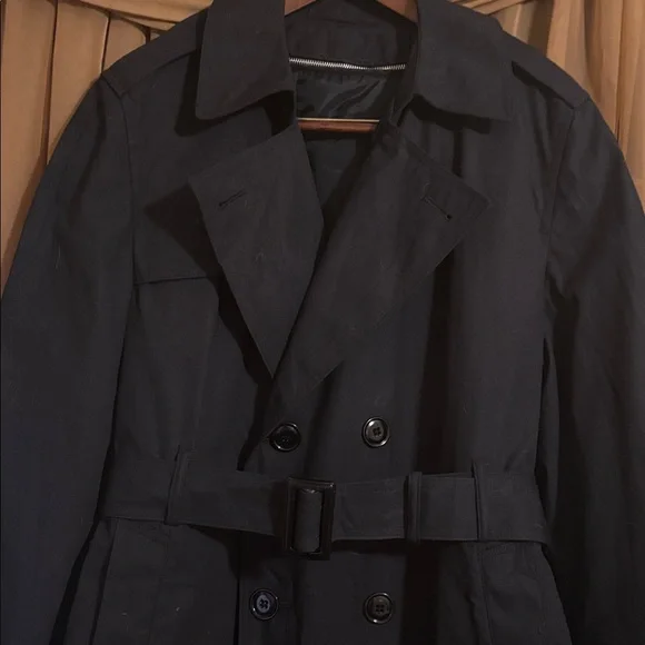 AMERICAN APPAREL Double-Breasted Belted Trench Coat-Medium - Picture 2 of 6